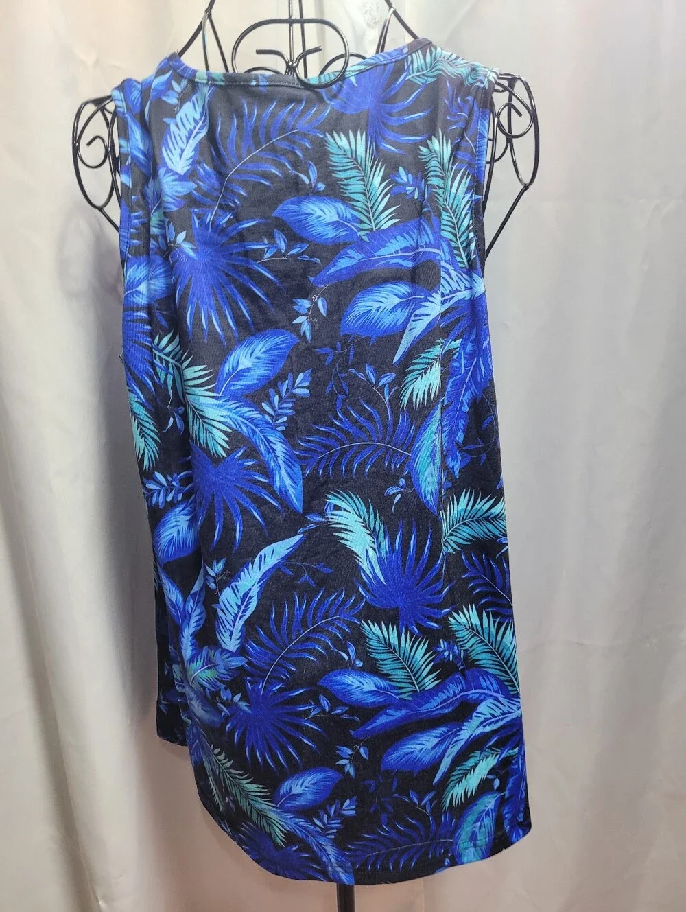 Women's Blue Tropical V-Neck Swim Cover-Up